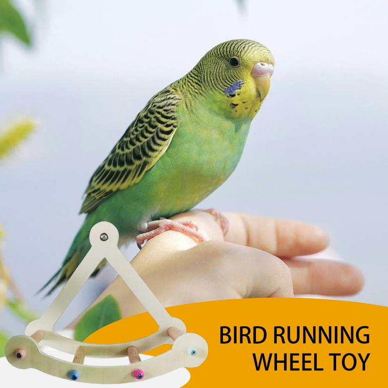 Bird Cage Swing Toy Pirate Ship Wooden Parrot Running Wheel Bird Cage Climbing Toy Resting Perches For Birds Physical Fitness