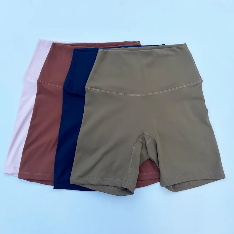 Solid Color High Waist Yoga Fitness Shorts Leggings Gym Womens Sports Running Exercise Bike Boxers Rear Belt Pocket Soft 250224