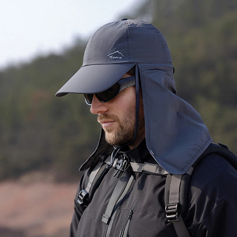 Multifunction Baseball Cap with Neck Flap Mens Summer Anti-UV Sun Hat Women Outdoor Foldable Quick Drying Hiking Fishing Hat 250304