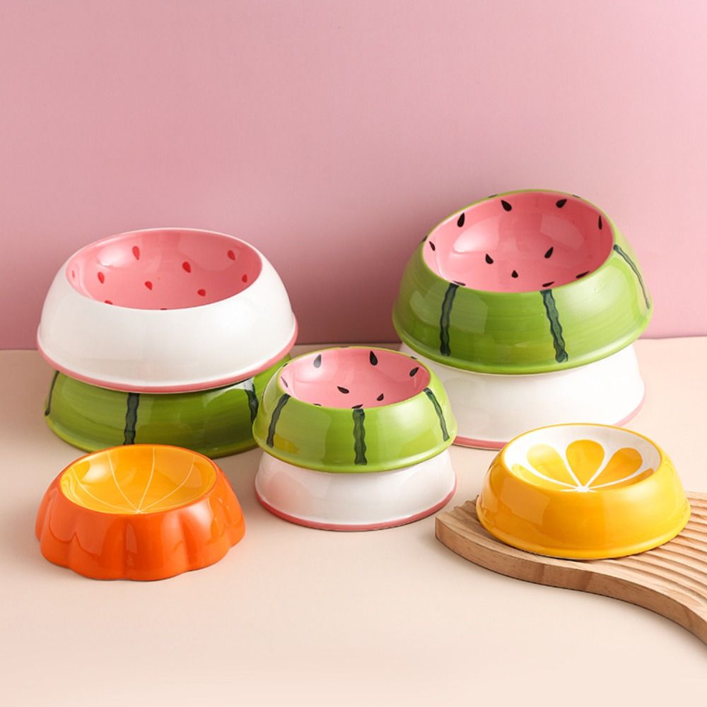 Pet Supplies Ceramics Pet Cat Food Bowl Strawberry Colorful Dog Food Bowl Cute Watermelon Water Bowl For Pet Dog Cat