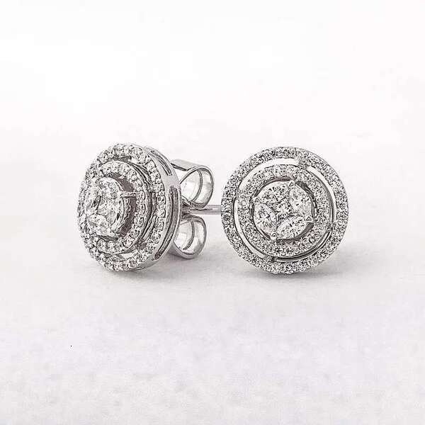 Designer Jewelry Round Moissanite Crystal Earrings Valentine Day Gift Aesthetic Accessories for Women