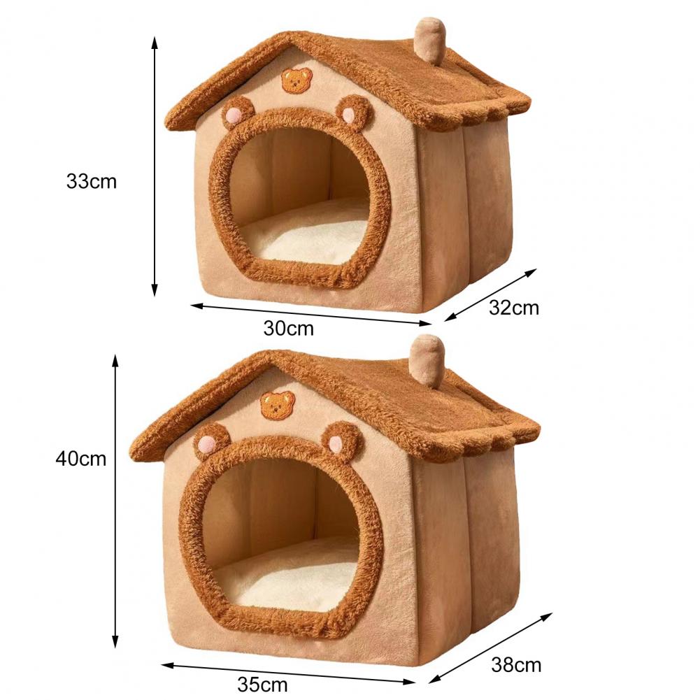 Cartoon Bear Dog House Cozy Cartoon Bear Pet Bed Cave with Removable Cushion Pillow for Indoor Cats Dogs Winter Warm for Kittens