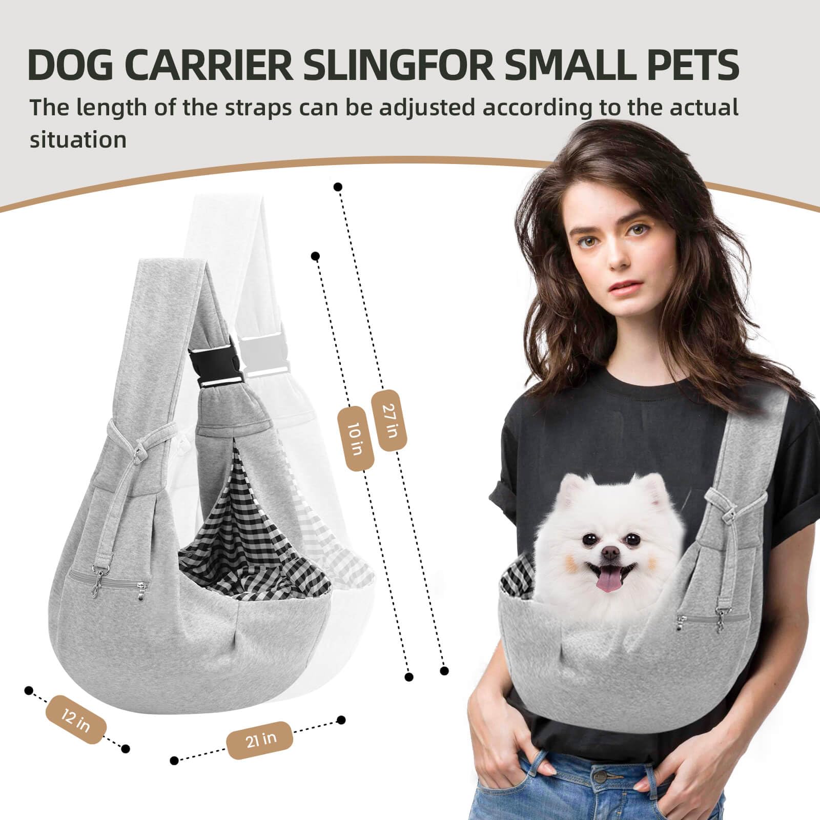 Travel-Ready Pet Safety Harness - Versatile Adjustable Sling Carrier with Storage Pouch for Dogs and Kittens