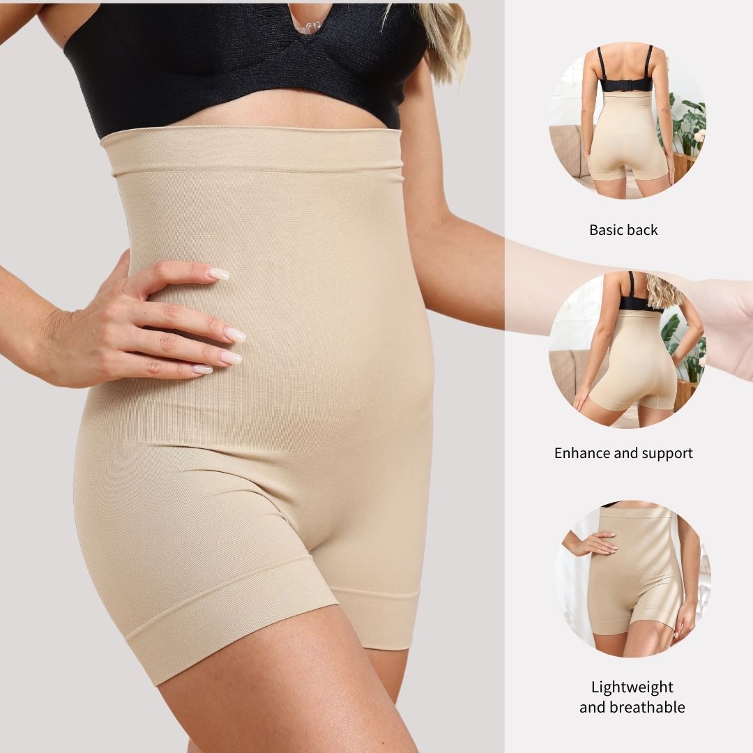 shapewear for women good quality Solid color seamless high waisted and high elasticity shaping sports shorts abdominal compression, shaping effect-XYP