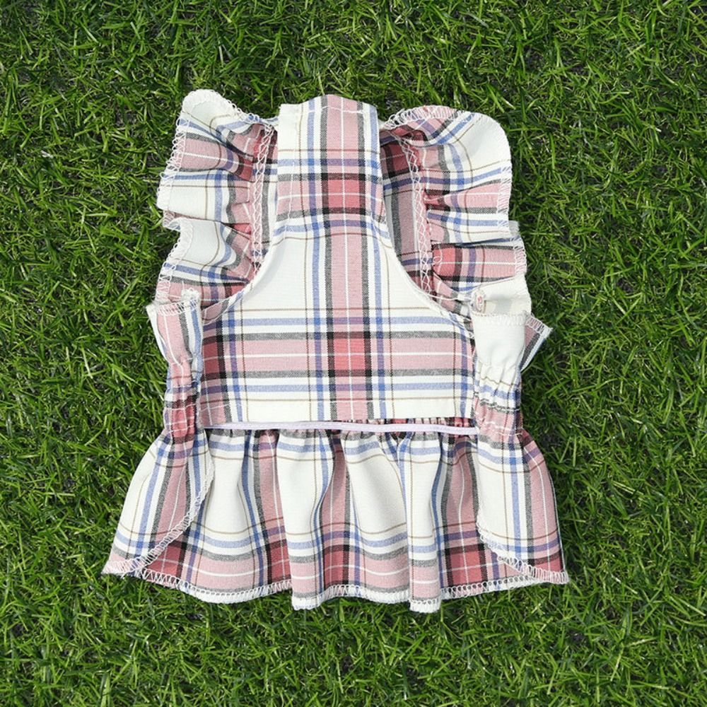 Pet Clothes Big Bow Cat Dog Plaid Dress Lovely Flounce Puppy Skirt Cute Skin-friendly Pet Dress Photograph Prop