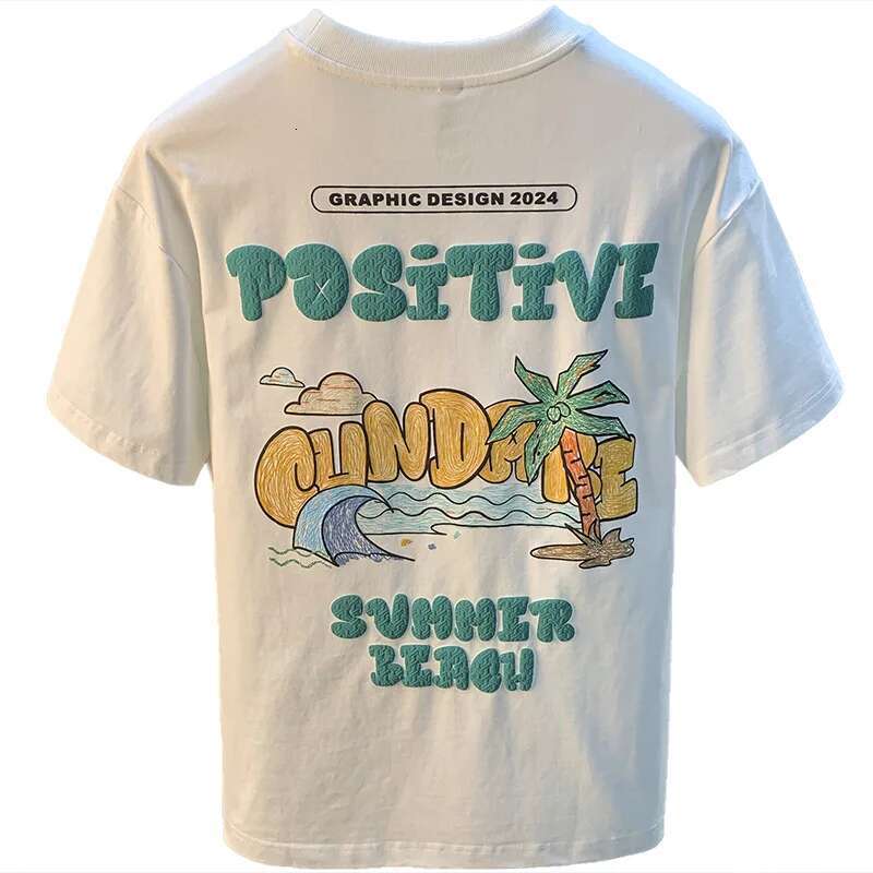 Thintt-Shirt Men's Summer Fashion Brand New Cartoon Printed Half Sleeves Clothes Sweat-Absorbent Breathable Round Neck Top