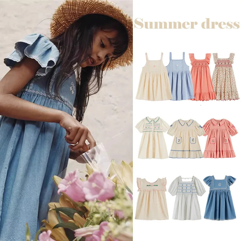 OUYANG IVAN Children Sets 25 Summer EM Girl Cute Embroidered Printed Short Sleeve Dress Kid Top Shorts Sets Blouse Skirt 250304