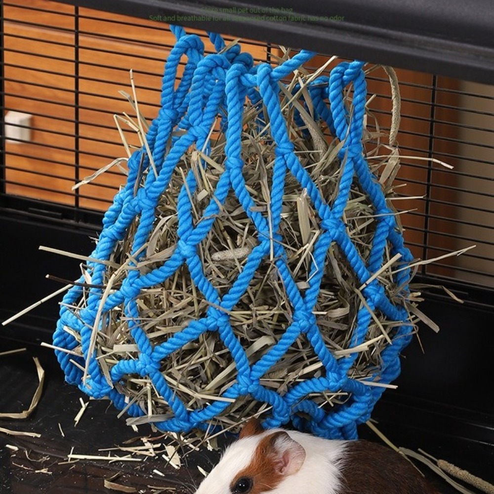 2Pcs Durable Large Capacity Rabbit Grass Bag Hanging Bite-resistant Hay Dispenser Polyester Hamster Feeder Bag Hay Storage