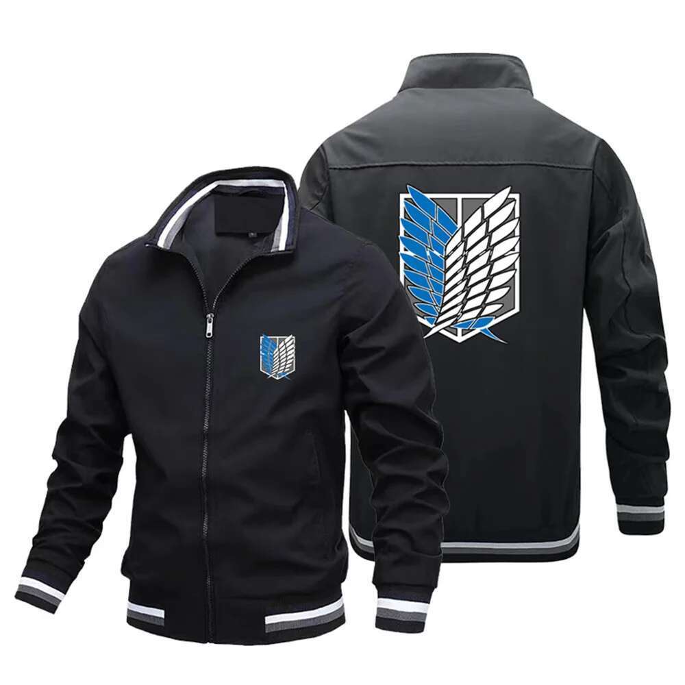 Men's Baseball Jacket, Japanese Manga Print, Attack on Titan, Y2k Street, Harajuku Style, Motorcycle, 20224, S-4XL