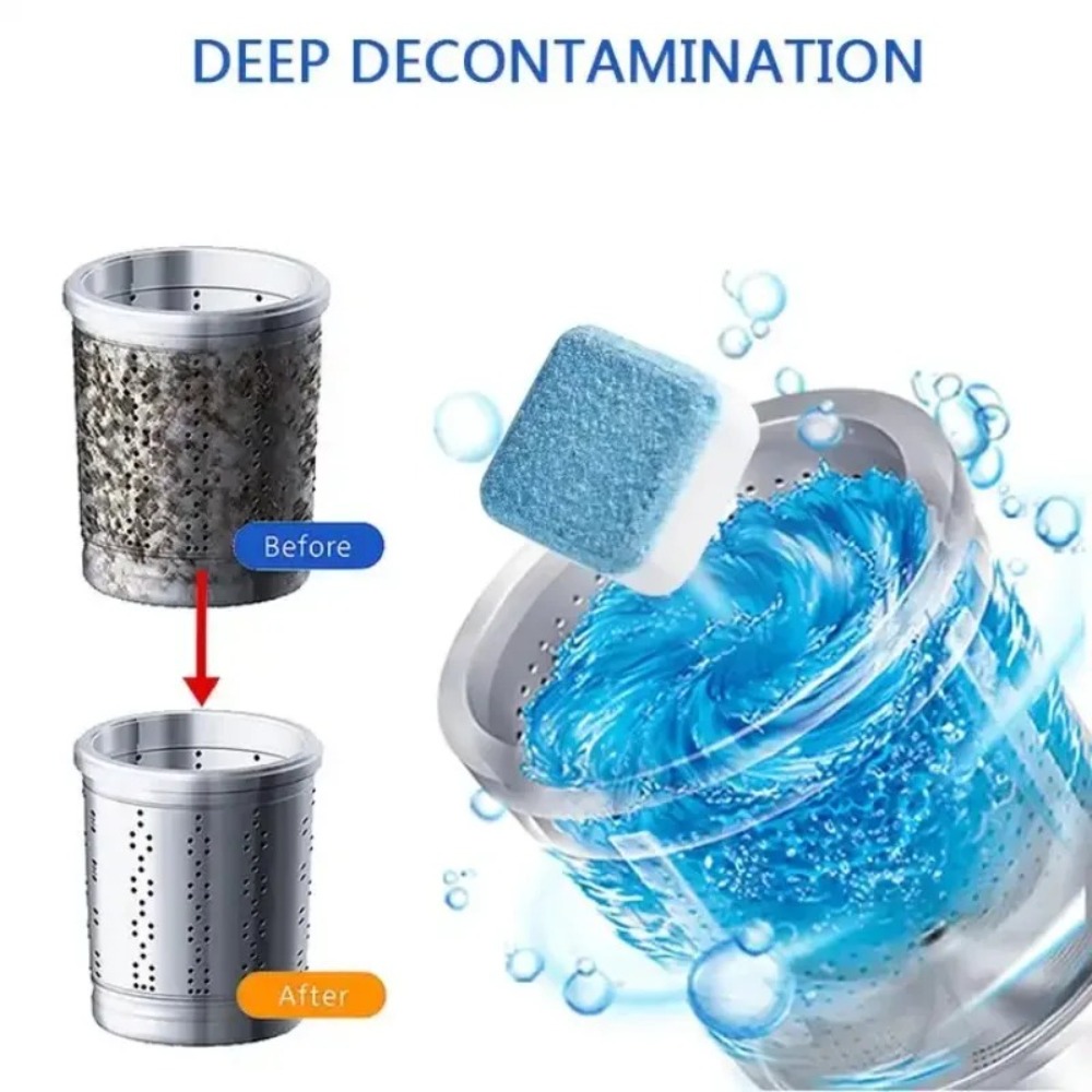 4/12PCS Washing Machine Effervescent Tablets Detergent Laundry Deep Cleaning Deodorizing Tablets Washer Fluid Cleaner For Home
