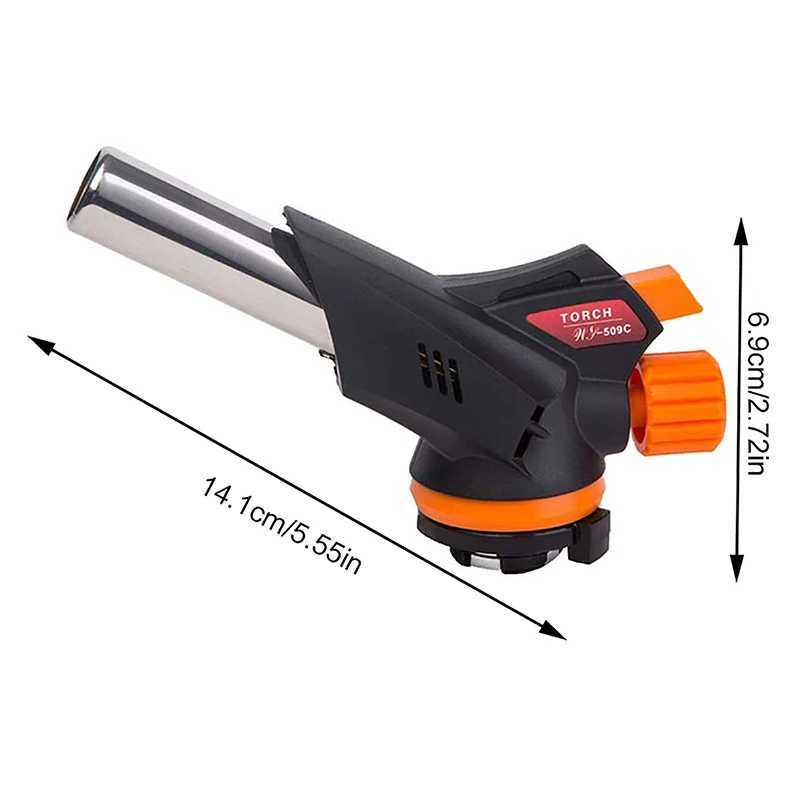 Welding Gas Torch Flame Gun Burner Nozzle Flamethrower Butane Burner Outdoor Camping BBQ Brazing Torch Kitchen Cooking BurnerT250305