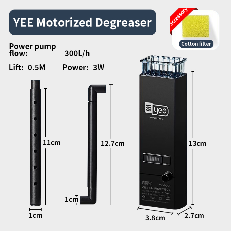 3W Aquarium Surface Oil Skimmer Filter Mini Mute Auto Oil Film Processor Remove Tool for Fish Tank Water Filtration 220-240V EU