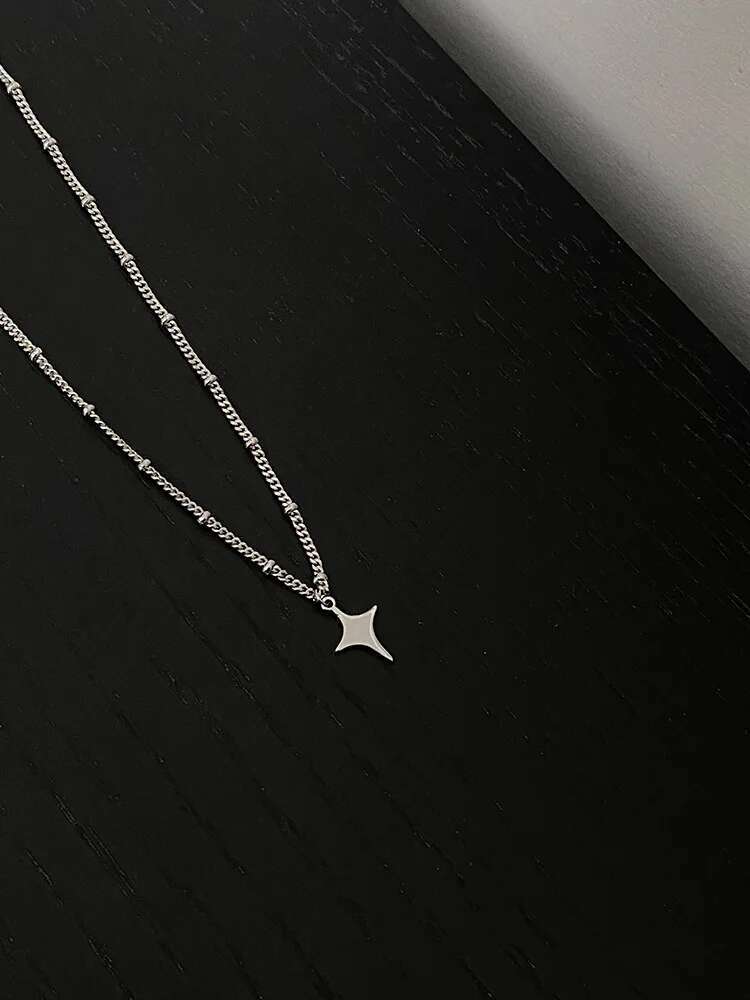 Simple Trendy Star Hollow Choker Pendant Neck Jewelry Accessories Women Men's Fashion Party Chain Necklace