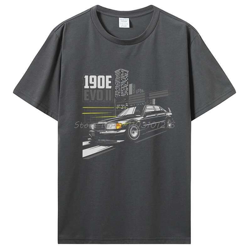 Automotive Merch 190E Creative EVO T-shirt Round Neck Pure Cotton Casual T-shirt Cotton Fitness T-shirt Oversized Tall Men's Clothing