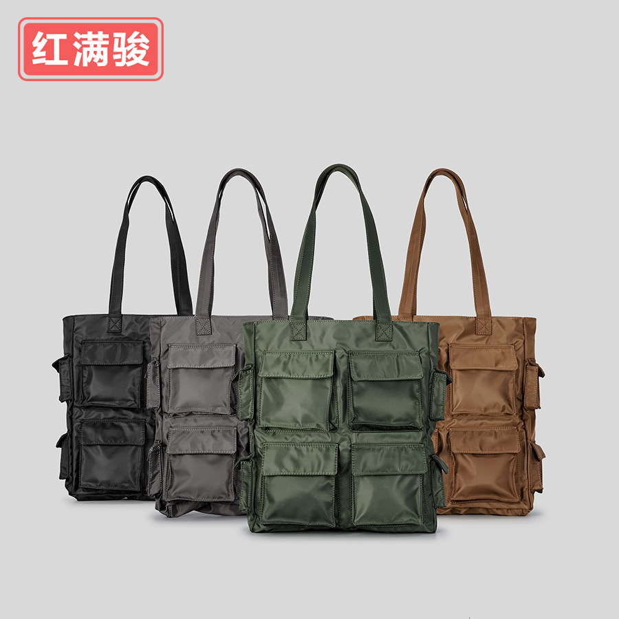 New Workwear Style For Both Men And Women, Large Capacity Nylon Fabric Shoulder Bag, Multifunctional Pocket Tote Bag