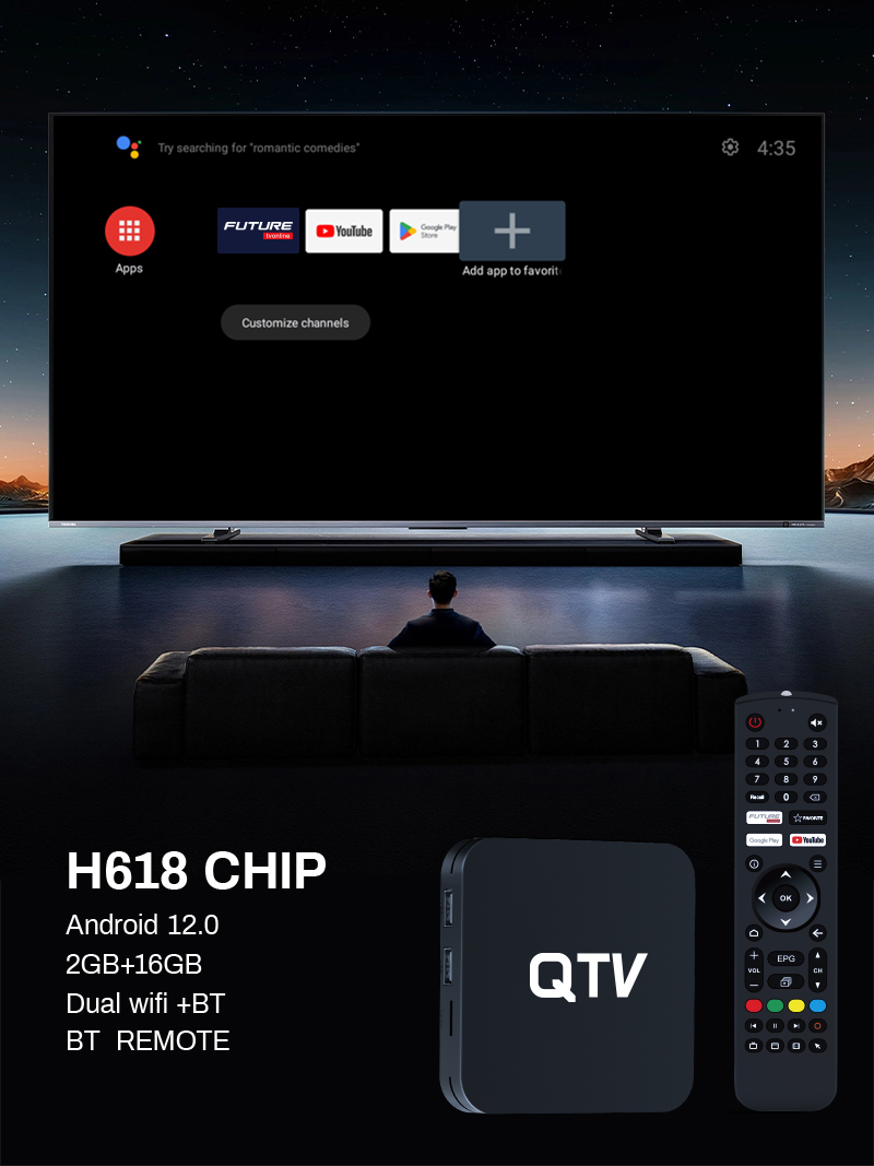 QTV X6 Set Top Box 5g Dual Wifi Allwinner H618 Quad Core 2gb 16gb 4k Video Android TV Box QTV