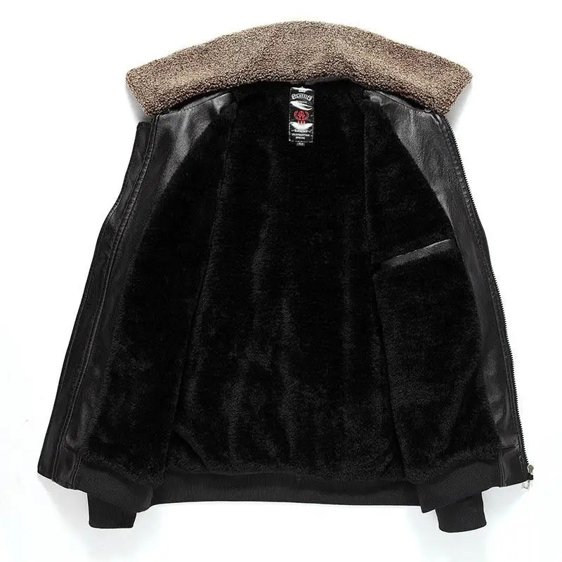 Mens Winter Coats Pu Leather Jackets Bomber Coat Male Fleece Fashion Clothing Motorcycle Jacket Thick Vintage Outwear 5Xl 250225