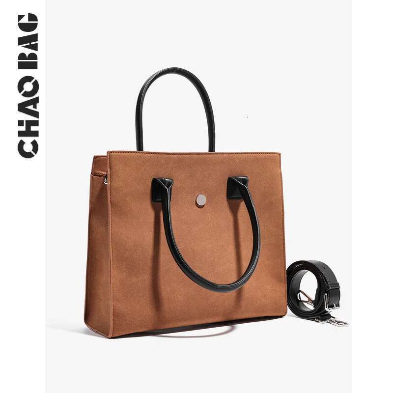 Original Niche Retro Men's Frosted Suede Caramel Brown Tote High Touch Crossbody Bag