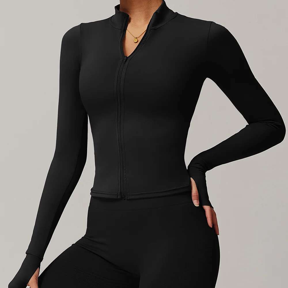 Long Zipper Sleeve Workout Top Clothes Women Active Wear Sports Shirt Elastic Fiess Jacket Yoga Clothing Running Shirts Kl-My
