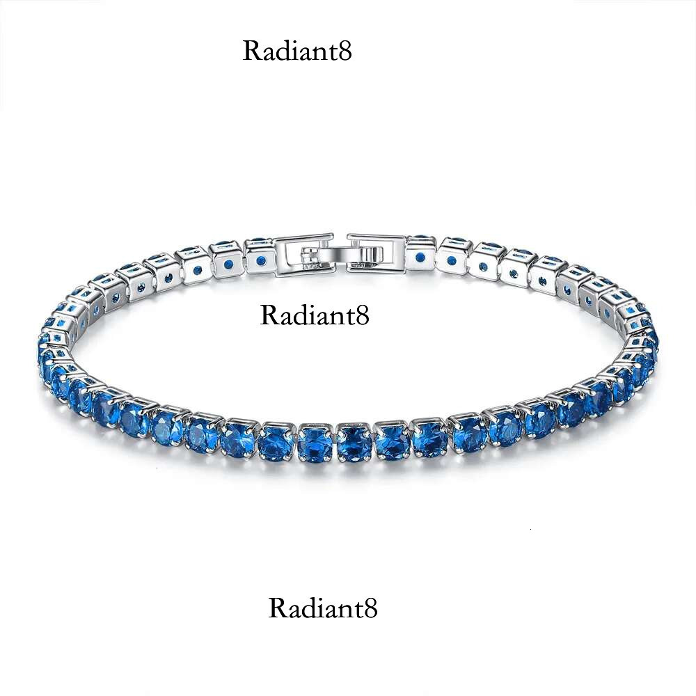 19CM Charm Sapphire Emerald Gemstone Tennis Jewelry Women's Fashion Bracelet Party Gift