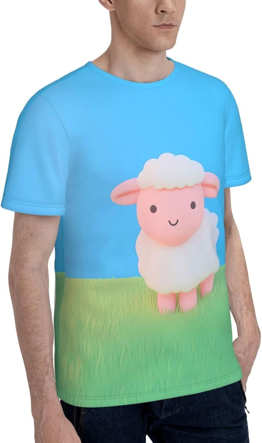 Mens T shirt Cute Animals 3D Printed T-Shirt for Men Cartoon Sheep Graphic Soft Comfort Casual Tee tee Casual tops summer clothes