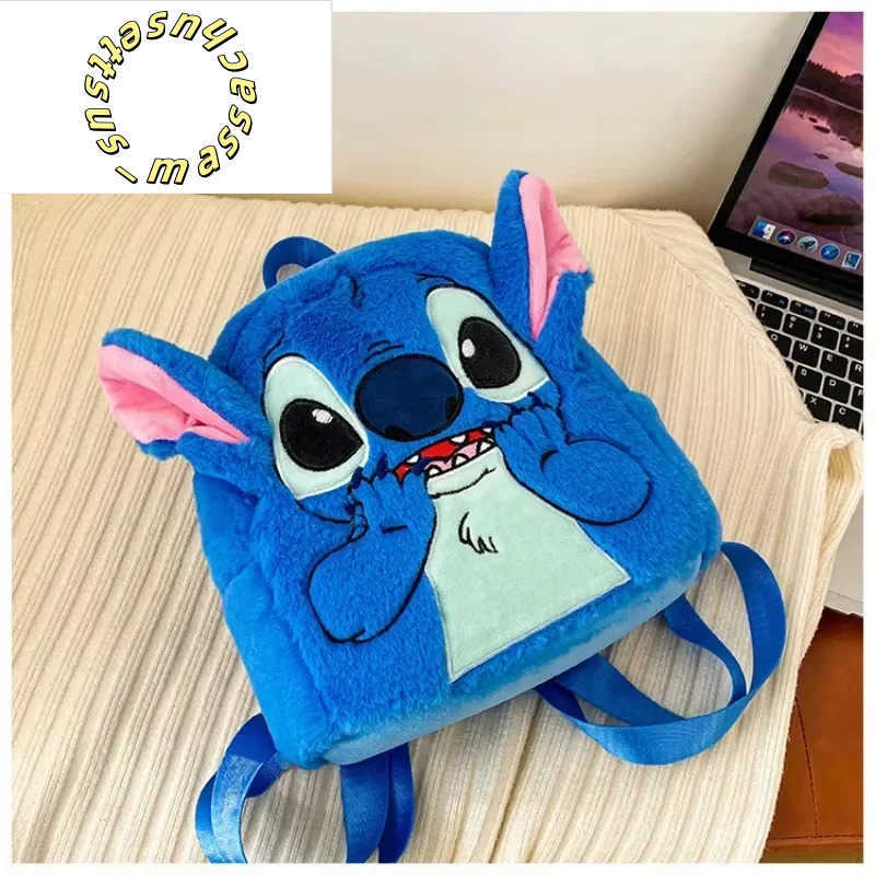 Backpacks New Plush Backpack Ins Japanese Blue Stitch Funny Cartoon Large-Capacity Student Backpack Kindergarten Bag Child Gift Y250305UK7I
