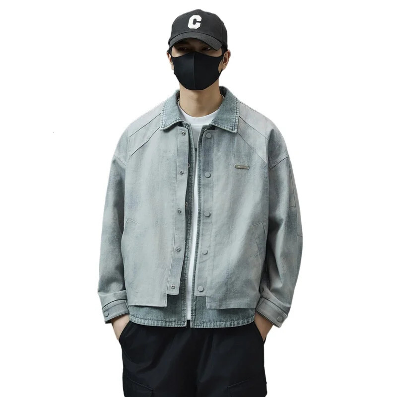 Spring and Autumn Short sleeved Mens Street Clothing Fashion Loose Casual Retro Cowboy Bomber Jacket City Boys Jeans 250225