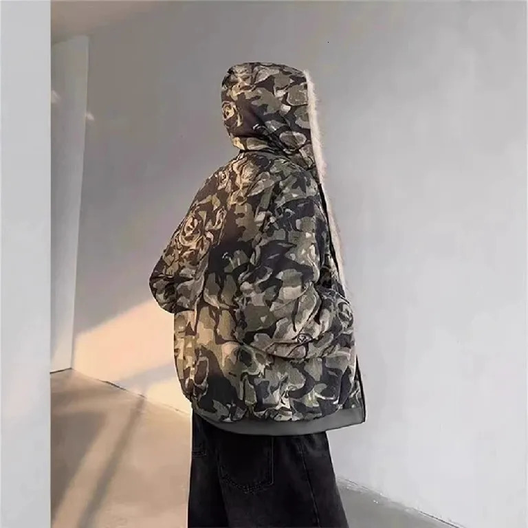Retro Camouflage Plush Warm Zip Up Hoodie Y2K Jacket Mens Womens Gothic Retro Leaf Camouflage Oversized Hoodie Sweatshirt Jacket 250304