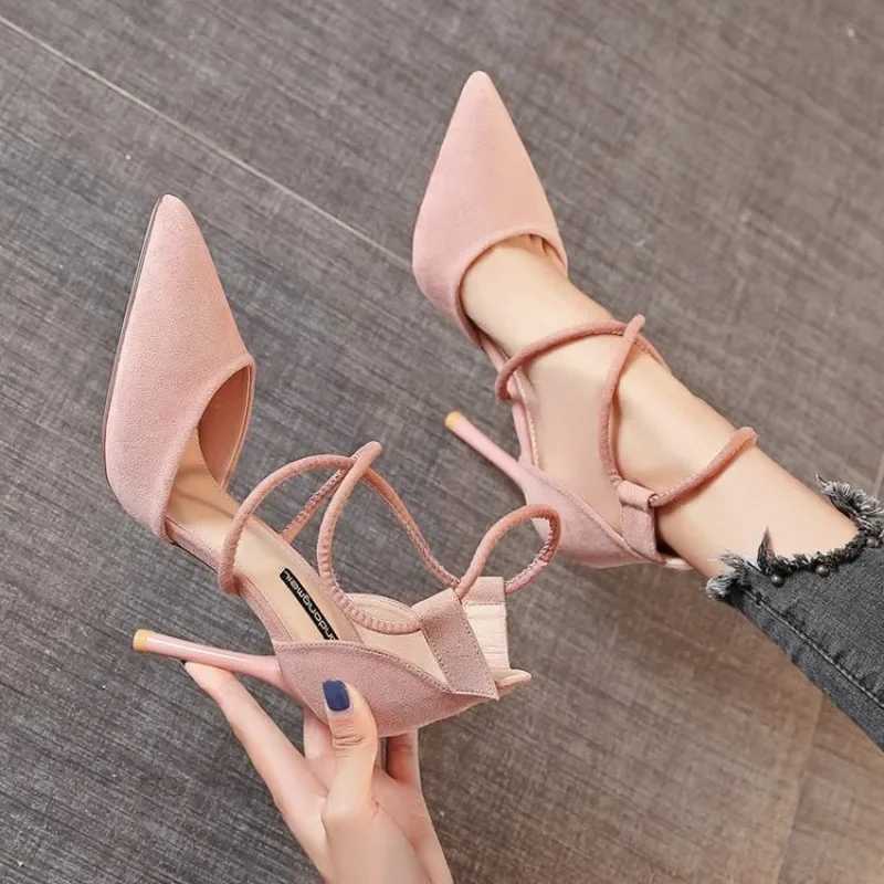 Wens High H 9cm 2024 New High Heels Fi Sexy Black Wedding Shoes Nude Bridal Shoes Sandals Zapatos De Mujer Y250304