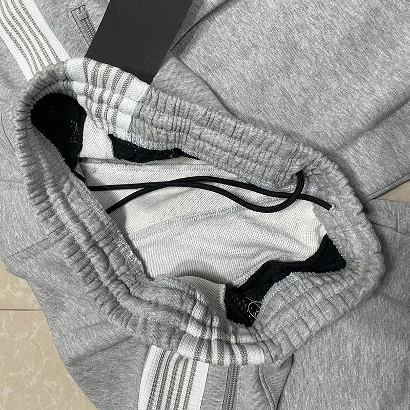 25SS Butterfly Embroidery AWGE Wide Leg Pants Men Women Grey Pure Cotton Oversized Striped Sweatpants 250304