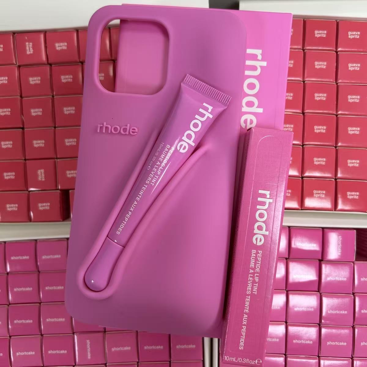 INS new color lipstick silicone DIY Rhodes phone case suitable for iPhone 16 15 14 13 12 11 Pro Max Plus, lip gloss holder with box