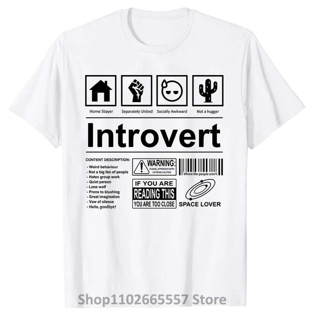 Introvert Logo T-shirt Funny Quotes Humor Introvers Joke Summer T-Shirts Cotton Streetwear Humor Quotes Christmas Gifts T-Shirt