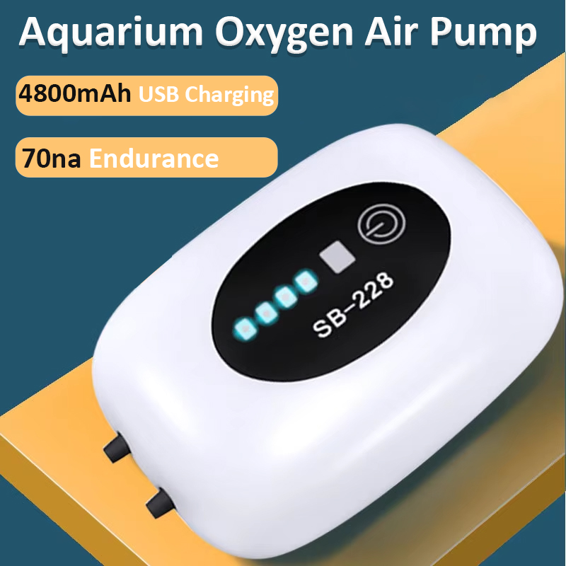USB Charging Aquarium Oxygen Air Pump Compressor Fish Tank Portable Exhaust Silent Oxygenator Indoor Outdoor Fishing