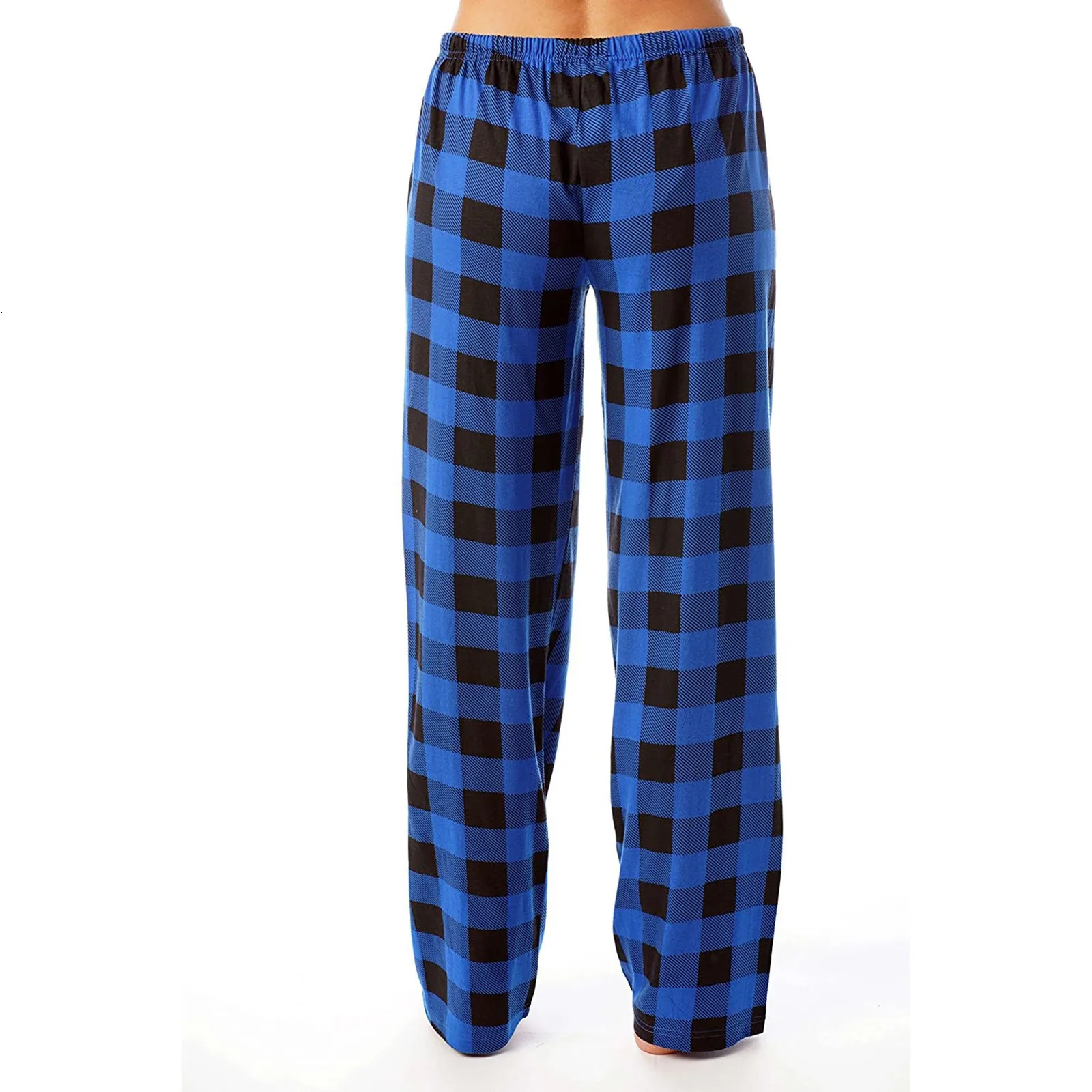 Womens Christmas sleepwear autumn and winter checkered printed pants fashionable casual wide leg clothing street wear 250304