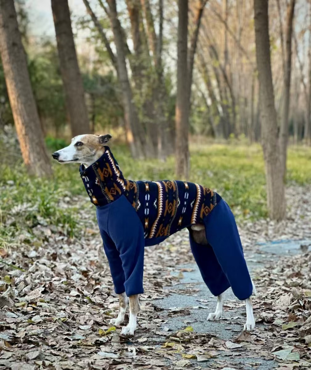 Fashion Bohemia Fleece Sweatshirt for Whipbit Luxury Soft 4-legged High-Neck Windproof Coat for Italy Greyhound Terrier Jumpsuit