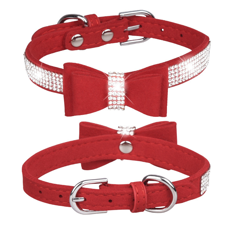 Elastic Cute Bow Tie Christmas Red Collar for Pets - Adjustable Fit for Cats and Small Dogs