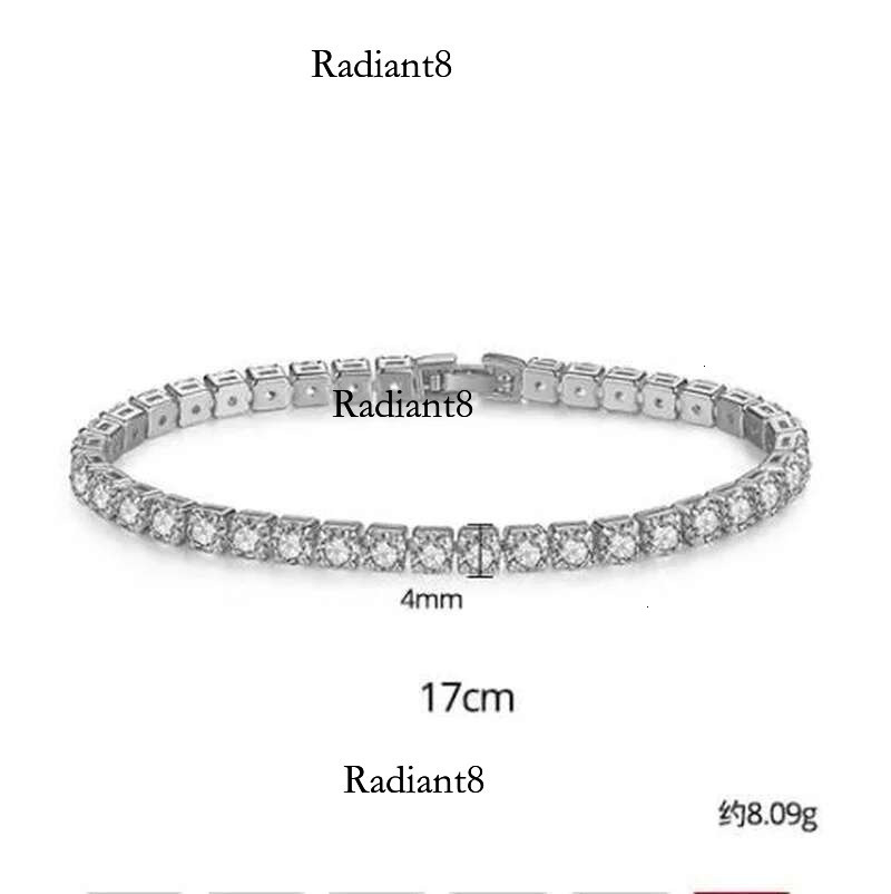 Handmade Solid Sterg Sier 4mm 17cm 19CM Tennis Bracelet Bangle For Women Wedding Fashion Jewelry Wholesale Party Gift