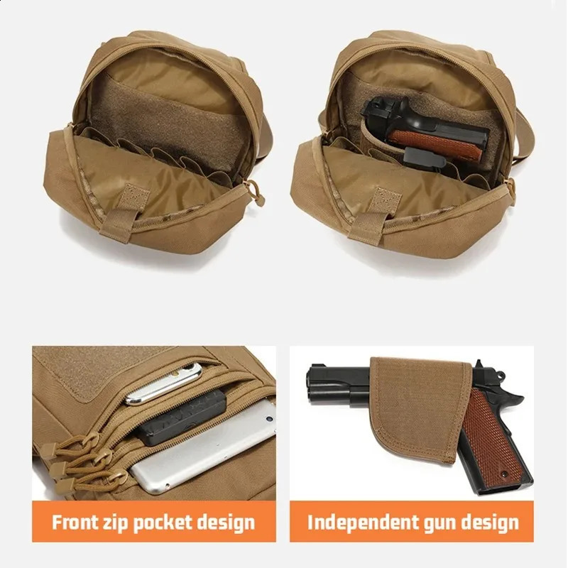 Tactical Shoulder Chest Bag Pistol Holster Concealed Carry Sling Crossbody Range Gun Convertible Backpack for Hunting Camping 250227