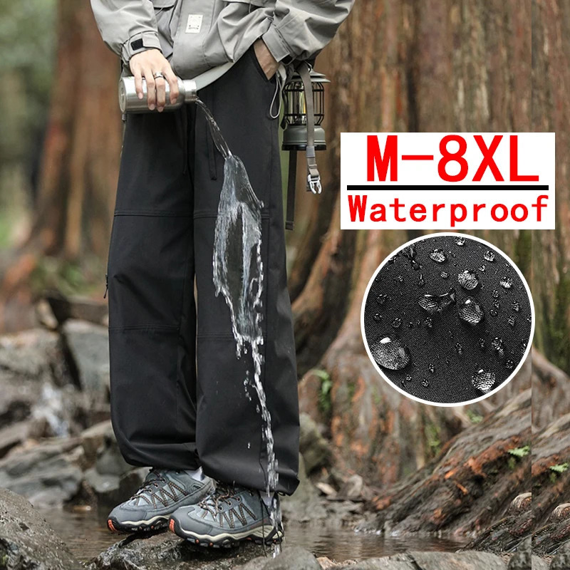 Mens Waterproof Splicing n Sense Hiking Pants Outdoor Windproof Cargo American Style Trendy Breathable StraightLeg 250304