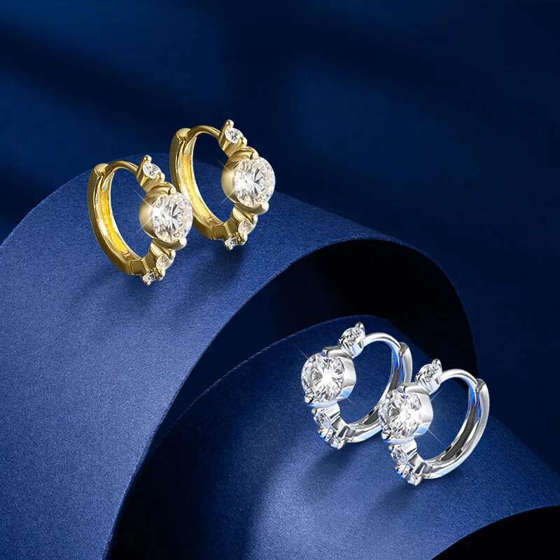 TBCYD 5MM D Color Full Moissanite Hoop Earrings S Sterg Sier 1.18cttw Rose Gold Ear Clasps Buckle For Women Fine Jewerly