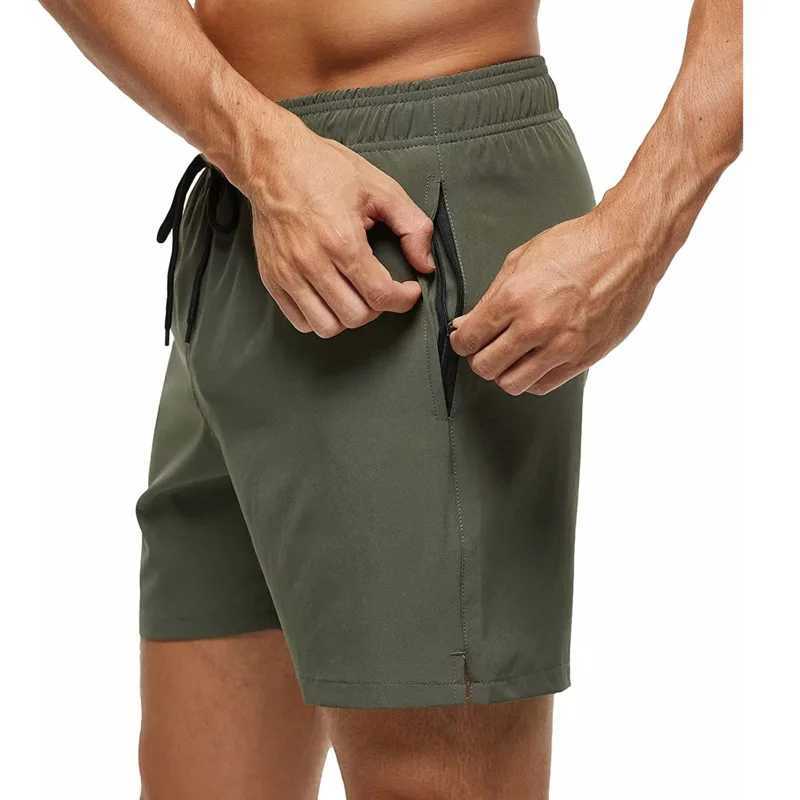 Fashionable beach shorts elastic closed mens swim trunks quick drying beach shorts with zippered pocketsXJ250304