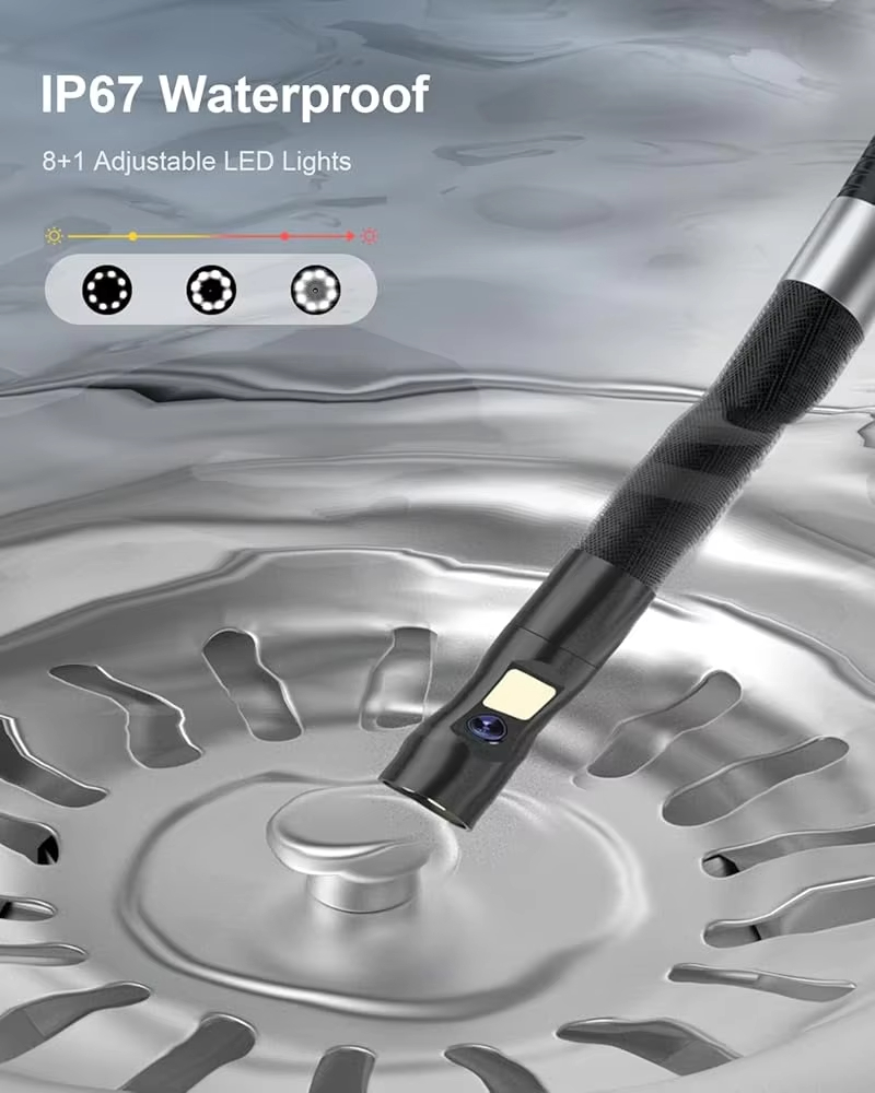 360 degrees Steering Industrial Endoscope Camera 8mm 5inch IPS Screen Single&Dual Lens Inspection Borescope 1080P For Car Engine Pip