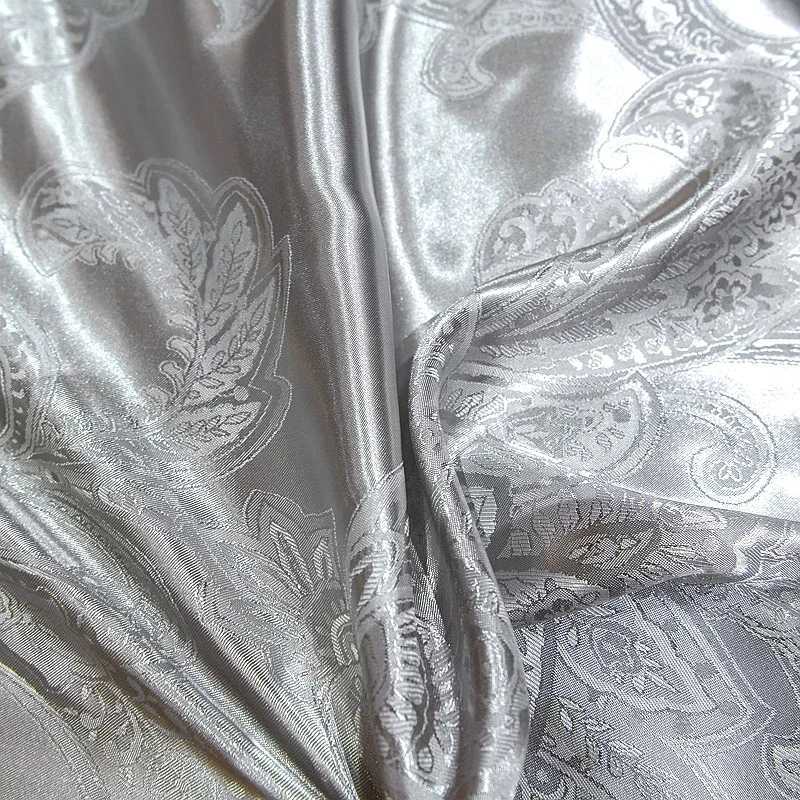 Silver Comforter Bedding Set King Bed Quilt Cover Set Bedclothes with Pillowcase Silky Jacquard Floral Bed Duvet Cover SetT250304