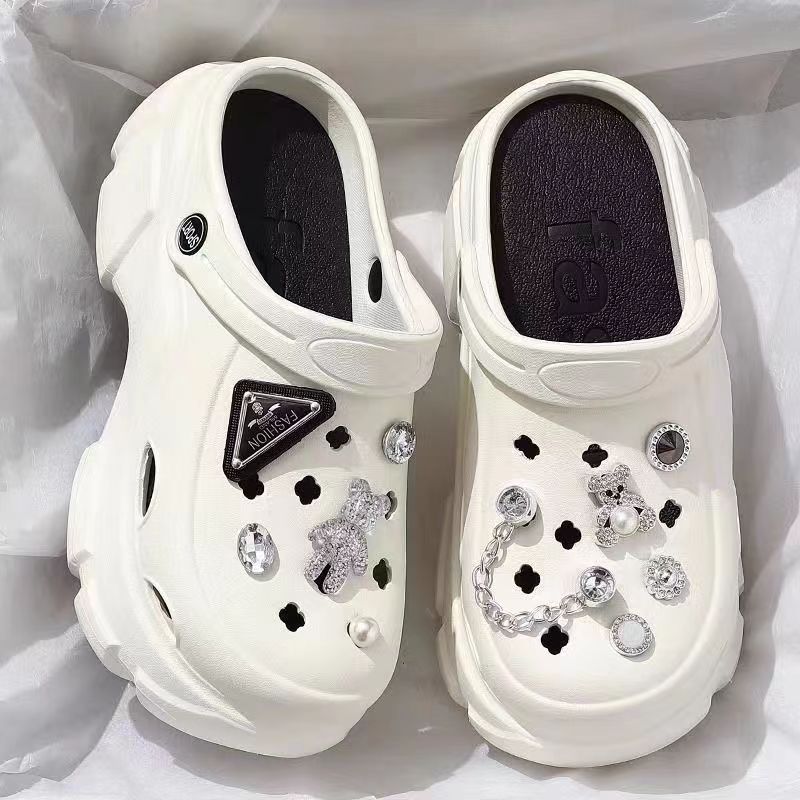 free shipping designer Sandals for woman outdoor Appliques fashion breathable 9cm slippers