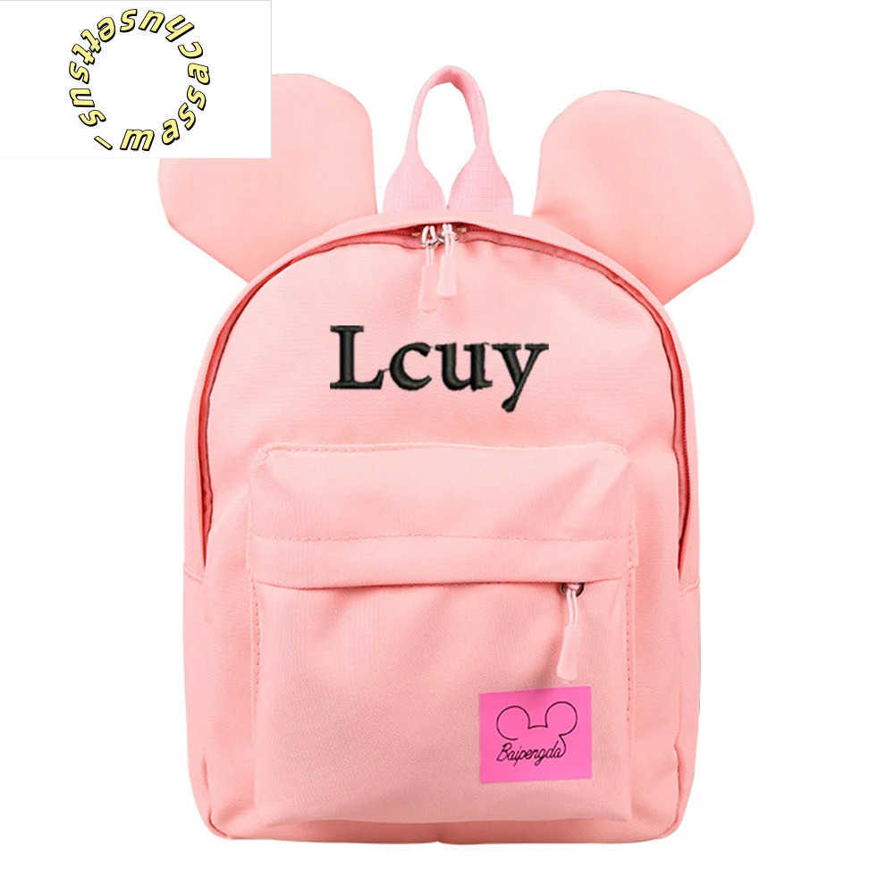 Backpacks Candy Color Personalized Kindergarten Schoolbag Embroidered Name Cartoon Cute Boys Girls Schoolbag Custom Baby Traveling Bag Y250305BD0I