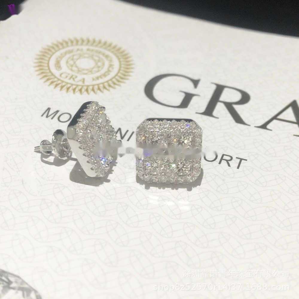 Custom Fashion Finey Jewelry Sterling Sier Earrings Ice Out Vvs Moissanite Diamond Earring for Woman H260202