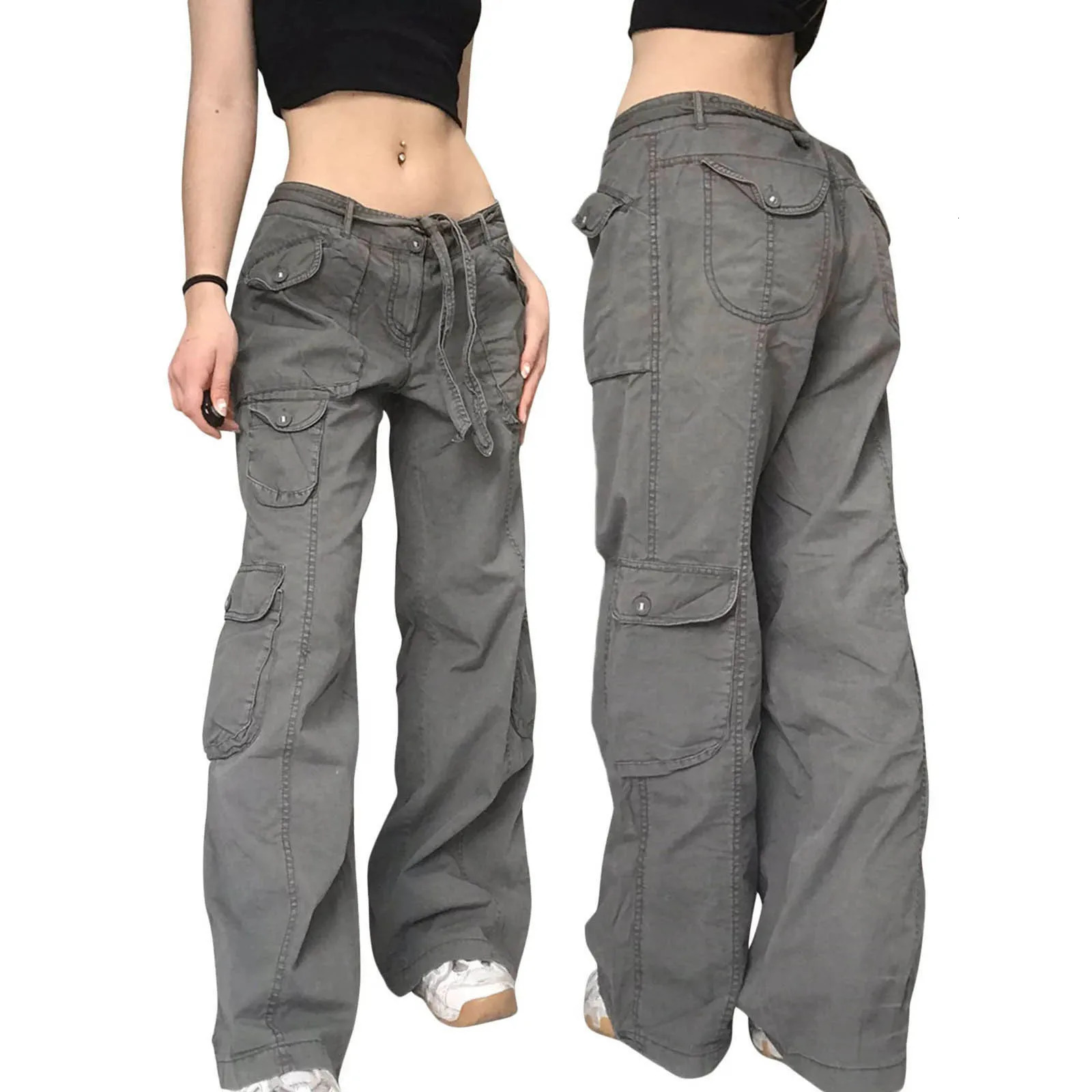 American Cargo Pants Mens Grey Camouflage Jeans For Men And Women Overalls Hiphop Wide Leg Trend Straight Casual Baggy Clothes 250304