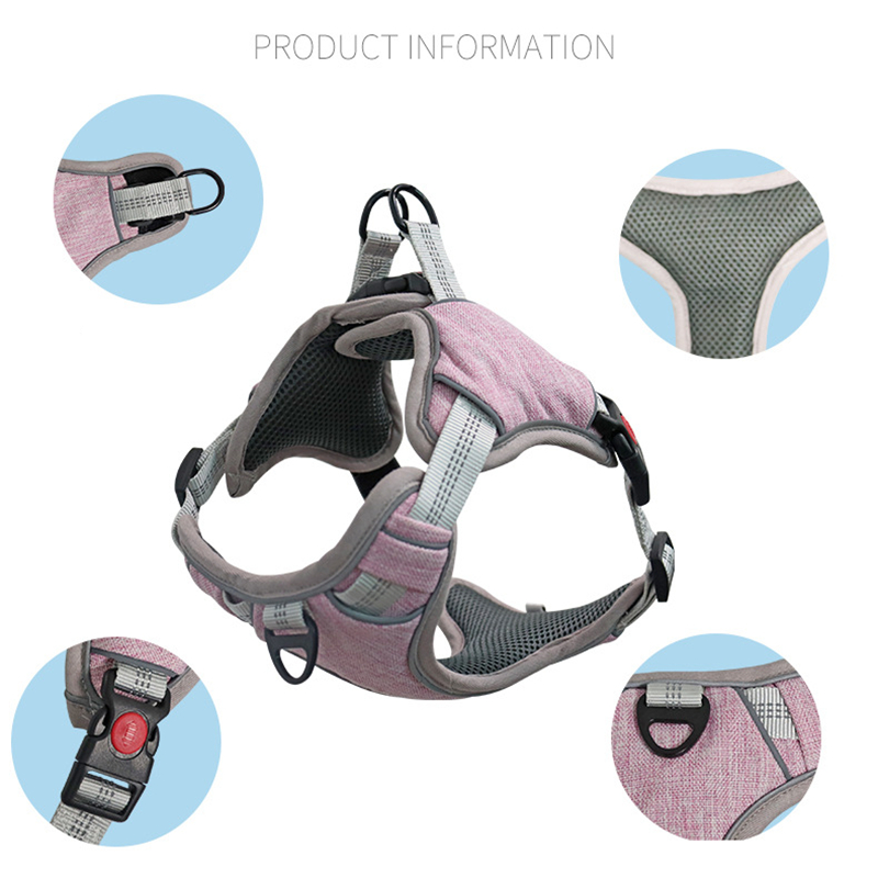 Dog Harness No Pull with 2 Leash Clips, Durable and Breathable Adjustable Soft Padded, Three Sturdy Safety Buckles Pet Harness with Easy Control Handl