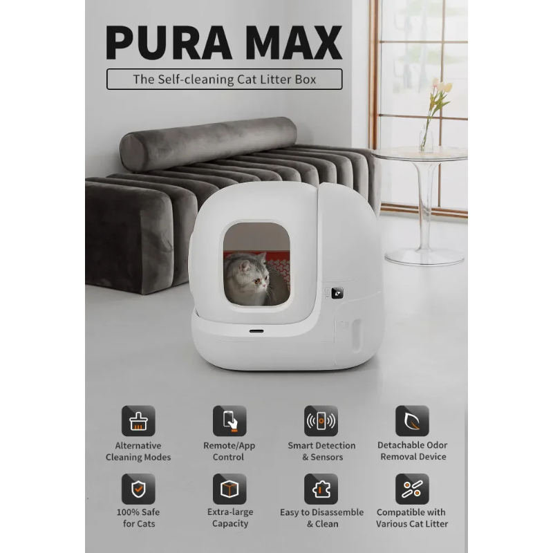 White Intelligent Automatic Cat Toilet Wifi Smart Pet Cat Toilet Automatic Cat Lit-ter Box