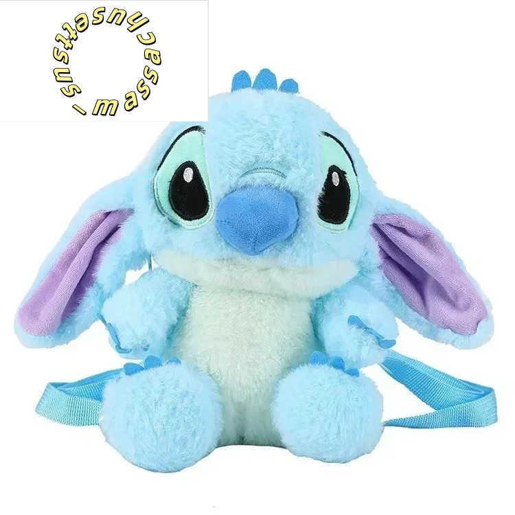 Backpacks Miniso Stitch Plush Backpack Kawai Cute Doll Shoulder Bag Autumn And Winter Style Childrens Schoolbag Kindergarten Gift Y250305Z7NB